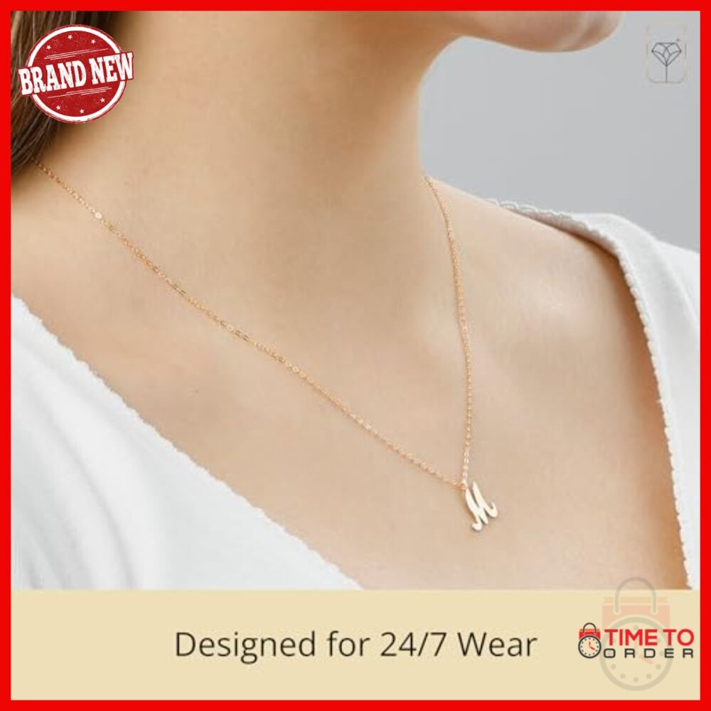 10k Solid Gold Dainty Script Initial Extendable P… - image 4